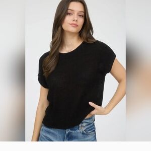 Classic Black Women's Cropped Knit Sweater